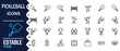 © MDSUMON - Pickleball Icons Editable Outline Vector Set Featuring Paddle, Ball, Court, Net, Match, Tournament, Player, Scoreboard, Training, Sports Equipment and Recreation Line Symbols