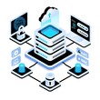 © Tahmina - Isometric view of zero trust cybersecurity architecture with cloud, devices, and network desi