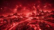 © MST - Futuristic red digital landscape with mountains and circuitry