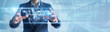 © NexPix - Digital media. Editor hands hold a screen organizing a Content Management workflow. Publishing articles and updating web assets to ensure smooth delivery of information to users.