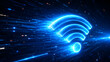 © Andres Mejia - glowing wifi symbol with digital data stream