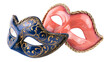 © Elena - Ornate blue and red Venetian masks with gold trim, isolated on transparent background