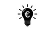 © Laila - Minimal black silhouette icon, simple flat vector, bold black shape, no gradients, no shading light bulb icon with euro currency symbol inside, creative finance concept on a, flat icon style