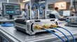 © Masque - Electronic device with cables and sensors measuring data in a scientific laboratory