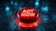 © Masque - 3D rendered red button with ACT NOW text symbolizing urgency and immediate action.