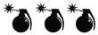 © MASUD MOMENA - Bomb Icons with silhouette designs for explosive hazard symbols, warning graphics, emergency signage, security awareness, public safety communication, and vector illustration.