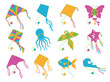© atar - A collection of colorful kites in various shapes and designs for outdoor fun.