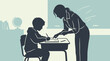 © Shanta Akter Ahk - Back to school silhouette of teacher helping student with homework at desk educational illustration isolated on transparent background