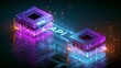 © fiazaarshadbaloch - Microchips communicate through a glowing digital bridge that symbolizes modern software application programming.