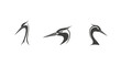 © Andika - Three minimalist bird head silhouettes in black.