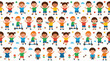 © Arzen - Cheerful cartoon children in colorful outfits play and learn
