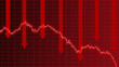 © JOJO.FN&CO.COM - Financial crisis chart, red line arrow graph falling with downward arrow symbolizing stock market crash, economic recession, and global investment collapse