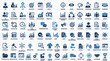 © DesignAura - Corporate business icons set, professional management and finance vector symbols, blue and black office strategy and leadership icon collection
