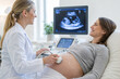 © SerPak - A doctor conducts an ultrasound examination on a pregnant woman in a modern clinic. Prenatal care and health monitoring.