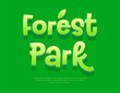 © Popskraft - Vector Eco concept Forest Park. Playful Green 3D Font. Handwritten Alphabet Letters and Numbers set.
