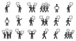 © Ajeng - Protest crowd icons, rally group, demonstration people holding signs, silhouette vector