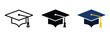 ©   - Graduation cap icon, university college graduation hat education symbol in clean minimal vector illustration