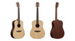 © Jelizaveta - Acoustic wooden guitar instrument pack shown from three different angles.