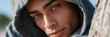 © Andrii Zastrozhnov - Hooded close up portrait with striking eyes beside tree for intimate lifestyle banner and website background