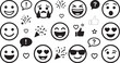 © Gfx - Black and white emoji set showing various facial expressions and emotions
