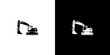 © nizar - Excavator Icon Black on White and White on Black