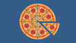 © Daniel - Delicious pepperoni pizza with mushrooms and green peppers sliced into pieces with one piece pulled away.