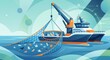© HM - Environmental ocean cleanup vessel harvesting floating plastic pollution waste with big nets marine conservation