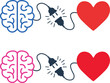 © sotejarts - Brain and Heart Connection Concept Vector Illustration with Electrical Plug Symbolizing Logic and Emotion Balance for Mental Health and Psychology Design, eps file, PNG.