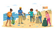 © filterJU - Diverse volunteers collecting plastic waste on a sunny beach