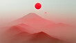 © akalith.studio - 赤い霧に包まれた山並みと2つの太陽が浮かぶ富士山の幻想的な風景 生成AI