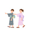© necoshimaco - 夏祭りを楽しむ浴衣姿の子ども2人