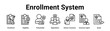 © oka - Enrollment System web banner icon vector illustration concept for medical with icon of Enrollment, Eligibility, Policyholder, Dependents, Advisor Insurance, Insurance.