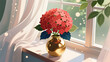 © lin - hydrangea window vase floral lifestyle illustration background
