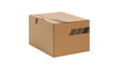 © Suprachai - brown kraft paper box isolated on white background. Empty cardboard parcel package for shipping, logistics, and e-commerce delivery concept.