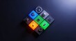 © Katherina - Essential components arranged geometrically demonstrate purpose, crucial functionality, and high efficient problem-solving capability, ready, blocks, precision