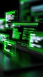 © The Little Hut - Futuristic Green Digital Data Streams on Multiple Screens with Abstract Code and Analytics