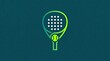 © kucret - Minimalist green padel racket and ball icon.