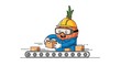 © ciluk - Cartoon chef driving a delivery truck.