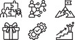 © Mahafuz - Set of black line icons for business strategy teamwork success and professional growth development
