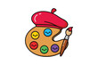 © Last - Cute Kawaii Artist Palette and Paintbrush Illustration