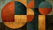 © Aldo - Textured abstract art with geometric circles, squares, and rectangles in warm tones
