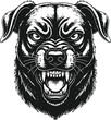 © Hanzala - Angry Rottweiler Face: A fierce Rottweiler's snarling face, with bared teeth and intense eyes, conveys aggression and power. Its detailed illustration captures the raw energy of a protective guardian.