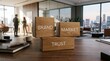 © Zaidi - Wooden blocks display brand market trust in office setting