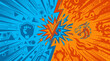 © Azke - Fond d'écran de combat stylisé avec un poing dans un bouclier bleu et un dragon orange, séparés par un logo VS central sur un arrière-plan dynamique de style jeu vidéo.