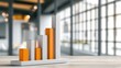 © MAGNIFIER - Bar graph business performance measurement concept focus on operational excellence continuous improvement copy space dynamic Fusion corporate conference room backdrop.