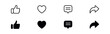 © Icon Atelier - Like Love Comment Share Icon Set. Social Media Reactions, User Engagement, Communication and Sharing Symbols. Vector Illustration.