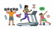 © aham - Diverse individuals engaged in various exercises within a fitness context