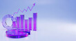© BEGUMRUKEYA - Purple glass financial charts and graphs indicating business growth and successful investment strategy with business investment analysis statistics planning strategy increase marketing