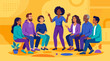© anin - A diverse and inclusive community group of men and women actively participating in a lively discussion, fostering open communication and mutual understanding.