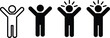 © NahidArts - Minimalist excited stickman vector icon collection with arms raised for winners motivation active lifestyle personal growth and achievement